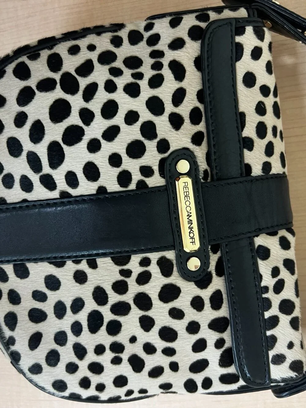 Rebecca Minkoff Pony Hair Dalmatian Print Crossbody Bag Gold Hardware - Picture 9 of 14